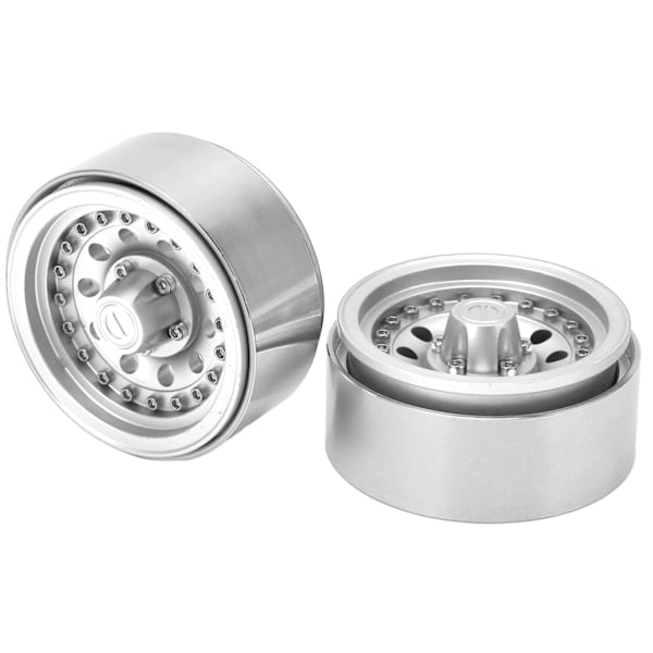 2 kpl RC Beadlock -vanteet 10 reikää 1/10 RC auto alumiiniseos navat Axial SCX10 90046 Traxxas TRX4 D90 RedcatSilver