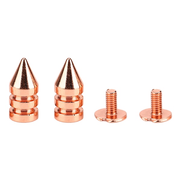 100 Sett Piggete Kjegle Spike Stud Høy Hardhet Metallbelegg Rose Gull Skrue Rygg Studs Spikes Kit for DIY Klær Sko 7x15mm