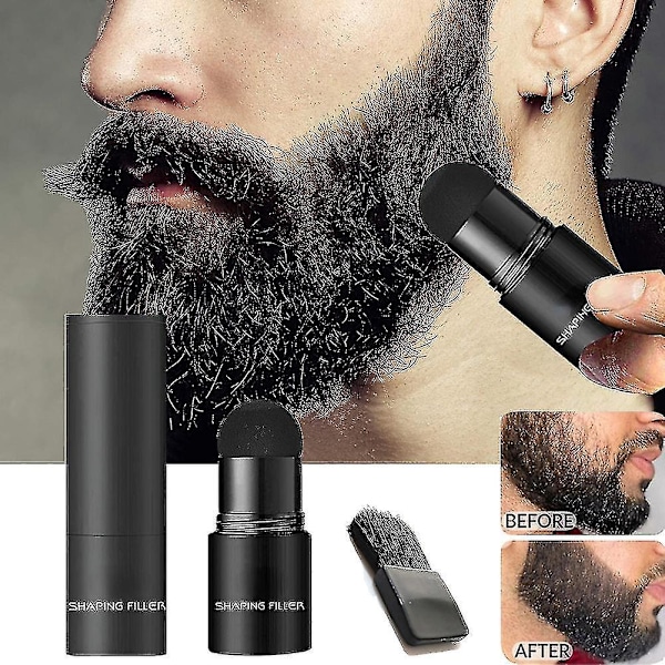 Beard Hair Filler Powder Stamp - Waterproof Mustache Repair Enhancer for Men Black