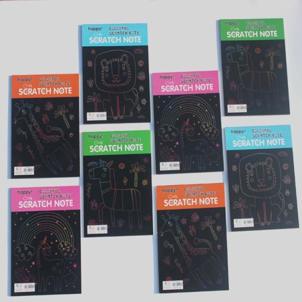 8 stykker barns skrapemalingsbok Reklamegave skrapemaling DIY fargerik skrapemalingsbok Manuell skrapemalingsbok