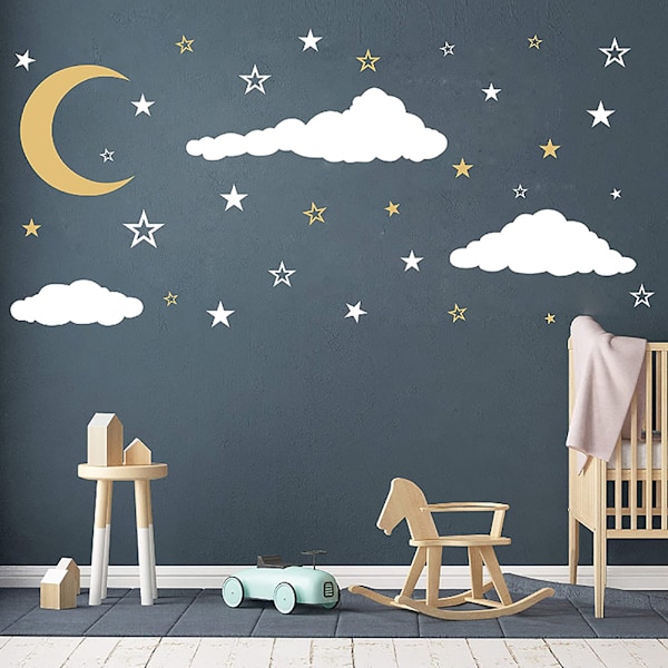 Sky Clouds Wall Vinyl Wall Decals Moon and Wall Decal Kids Baby Nursery Room Decoration