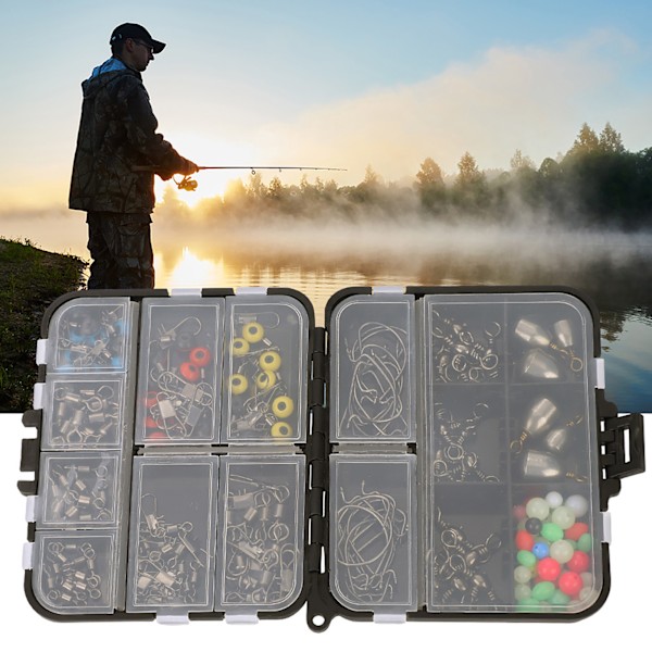 160 st fisketillbehör kit Jigkrokar Svängpärla med redskapslåda Kit