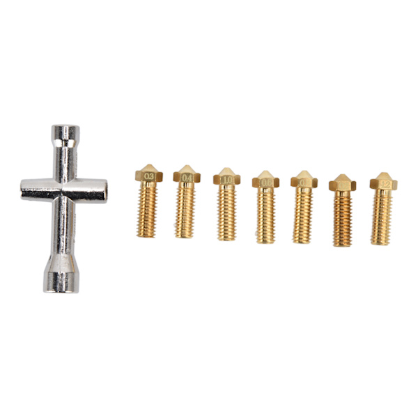 3D-skrivarmunstyckessats Mässing Extrudermunstycken Skrivare Tillbehör 0,2 mm 0,3 mm 0,4 mm 0,6 mm 0,8 mm 1,0 mm 1,2 mm