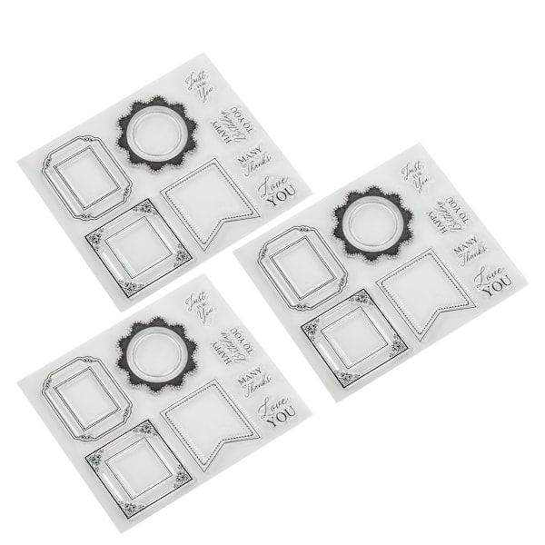 3 stk. Klare Stempler TPR Materiale Transparent Utseende DIY Laging Holdbar Gjenbrukbar Preging Kortlaging Verktøy