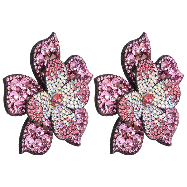 2 stk Crystal Diamond Patches Applikationer Klistermærker Blomster Tøj Sko Dekoration DIY Accessory Pink