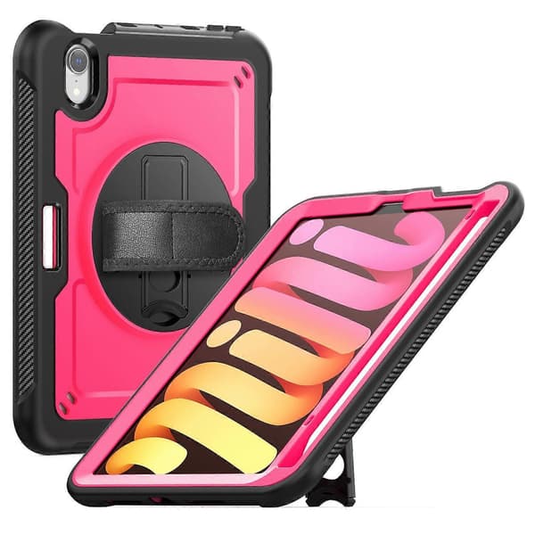 Case with Stand for iPad mini (2024)/(2021) PC+TPE Tablet Protection with Hand Strap and Shoulder Strap