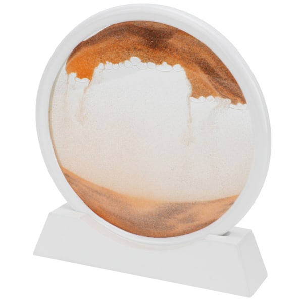 Rörlig Sandkonst Rund Vit Ram 3D Högtransparent Glas Blekningsfri Livfull Färg Tålig Sandkonst Flytande Rörelse