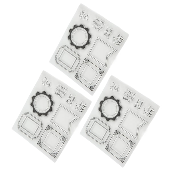 3 stk. Klare Stempler TPR Materiale Transparent Utseende DIY Laging Holdbar Gjenbrukbar Preging Kortlaging Verktøy
