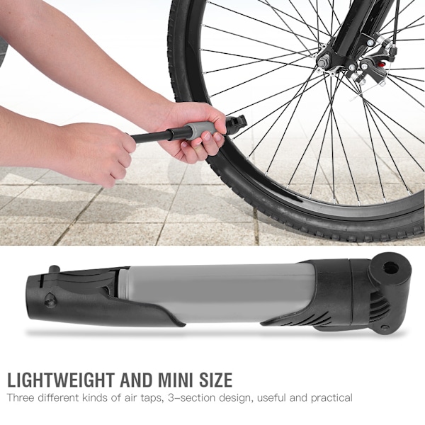 DUUTI Portable Compact Cykelluftpump Slitstark cykelpump med rammonteringssats Grå