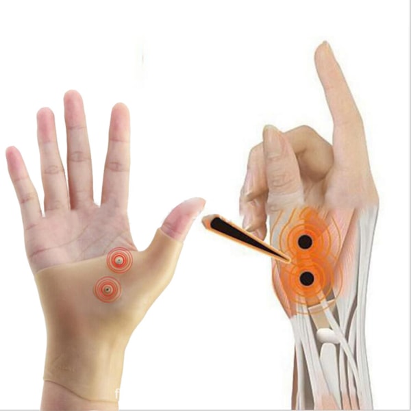 Magnetiska handled Hand tumstöd handskar Gel Artrit tryckkorrigerande massagehandskar