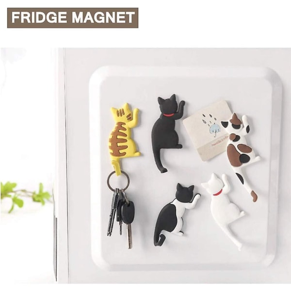 Katteformede kjøleskapsmagneter sett med 7 for innredning av barnerom
