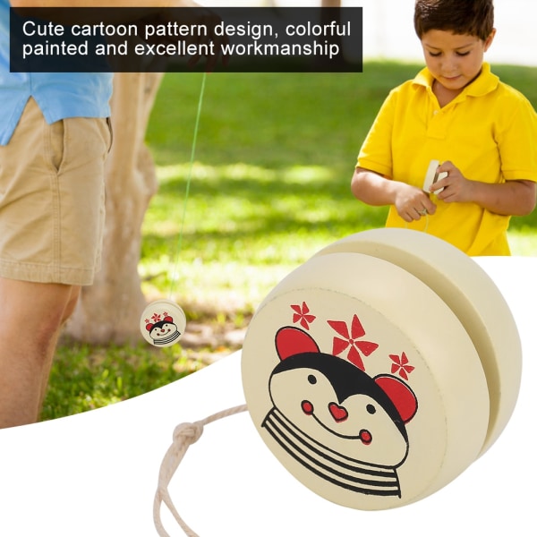 Yo-Yo-ballleketøy av tre med søtt tegneseriemønster – Lærehjelp for tidlig utdanning for barn Bee