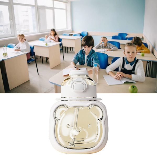 Iso vatsa vesikuppi myrkytön hajuton söpö muotoilu vuototiivis olki vesipullo hihnalla ulkoiluun matkustamiseen helmenvalkoinen