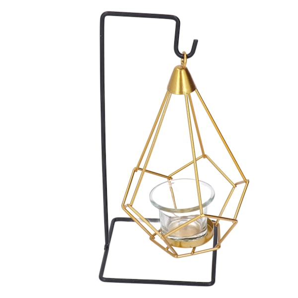 Guld Ljusstake Hållbar Metall Glas Elegant Romantisk Atmosfär Brett Använd Metall Ljusstake för Hem Kontor Bar