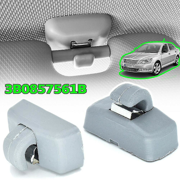 Car Sun Shield Clips for Skoda Fabia 6Y Octavia 1Z Superb B5 - Set of 2, Front Sun Visor Hook Clips - Interior Accessories