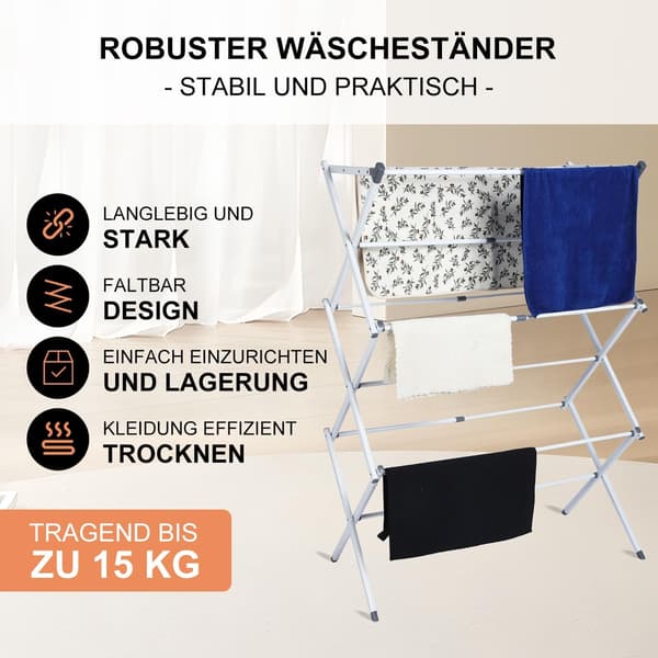 Space Saving Clothes Drying Rack - 6 Tier Foldable Laundry Drying Rack with 11 Bars - Collapsible and Extendable Clothes Drying Rack