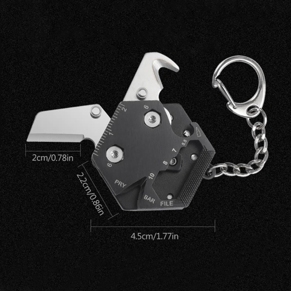 Monitoiminen kannettava mini taitettava työkalu kuusikulmainen kolikkotyökalu pieni tasku avaimenperä riippuva avaimenperä ulkokäyttöön selviytymistyökalu