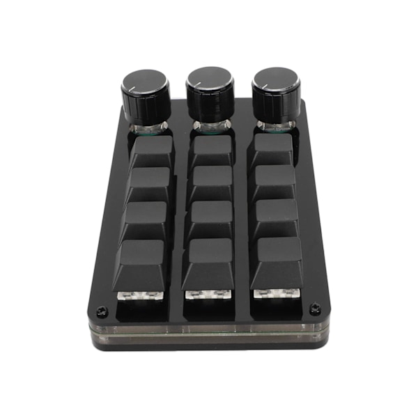 Mini 12-tangenters tangentbord med 3 rattar, anpassningsbar programmering, utbytbara brytare, kabelseparation, blåa mekaniska brytare
