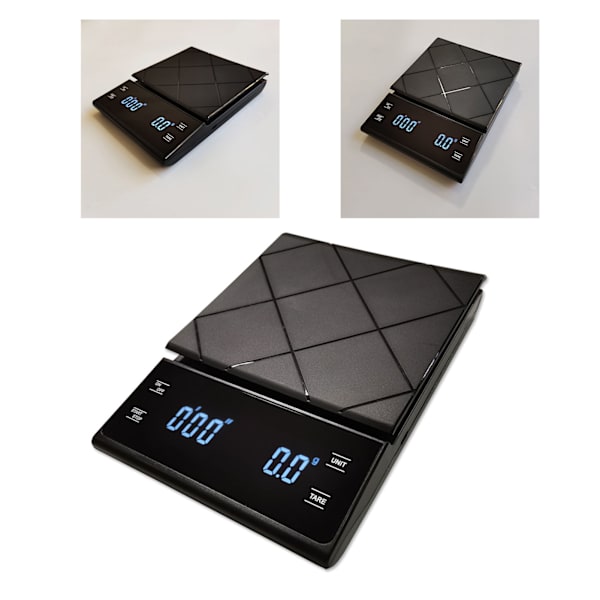 Elektronisk kaffevåg med timer Hushållskök Bakning Vägning LED Touch Screen Knapp Svart Laddningsbar 3kg/0.1g