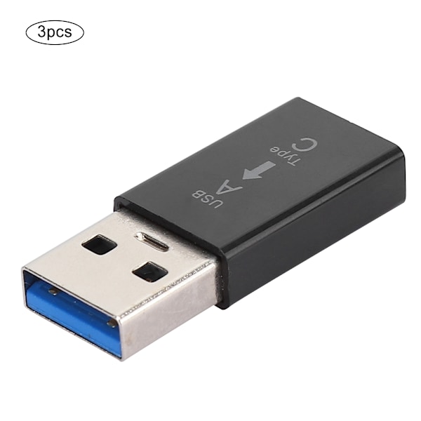 3 stk. USB3.0 Hann til Type C Hunn Adapter Kobling Universell Elektronisk Konverter (Svart)