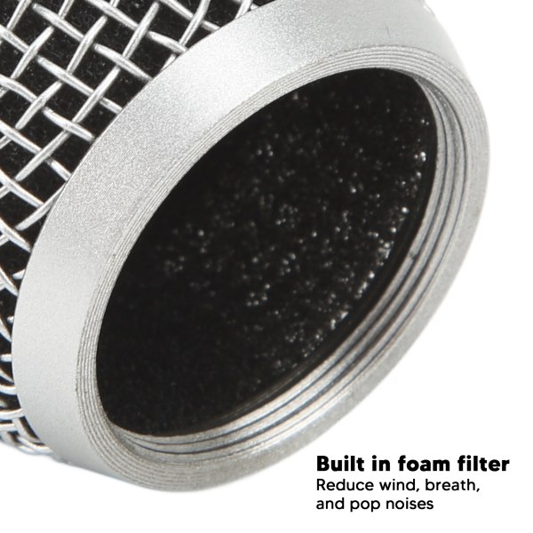 Utskifting av mikrofonkulehode i rustfritt stål med skumfilter - Beta87A silver