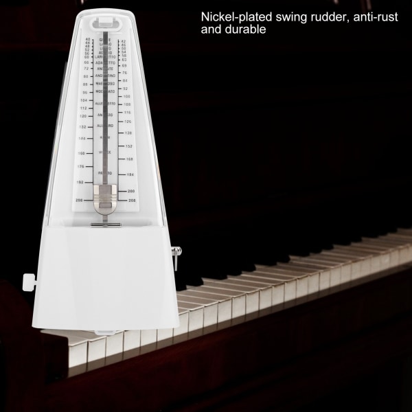 Universal klassinen mekaaninen metronomi pianolle, set, bassolle, viululle - valkoinen White