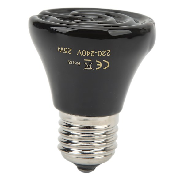 Keramisk krybdyr varmelampe pære mini infrarød varme keramisk amfibie varmelampe til firben krybdyr 220V‑240V 25W sort