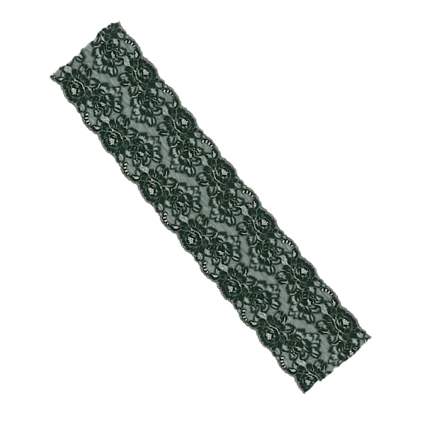 Pitsinauha, 20 cm leveä, 9 metriä pitkä, ihoystävällinen, eloisa väri, pehmeä, kestävä, monikäyttöinen ompelupitsi DIY-askarteluun, mustanvihreä