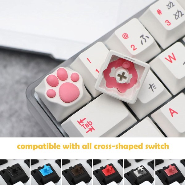 2X Esc Mekanisk tastaturnøkkel Katzen Pfote Keycap Custom Artisan Custom Cherry MX DIY-gave til videospillelskere Søt hvit og svart