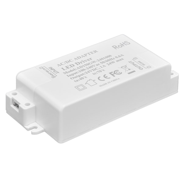 DC 24V 24W 1A LED-driver, konstant spenning, flammehemmende, effektiv DIY LED-strømforsyning AC 100‑240V