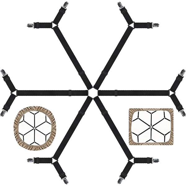 Justerbart elastiskt band för fästelement för lakan - Fixa lakan i 6 riktningar - Lämplig för runda och fyrkantiga madrasser
