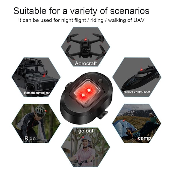 Drone-blinklys Genopladelige natteflylys Dronetilbehør Multifunktionslampe til motorcykel Advarselslys til cykling