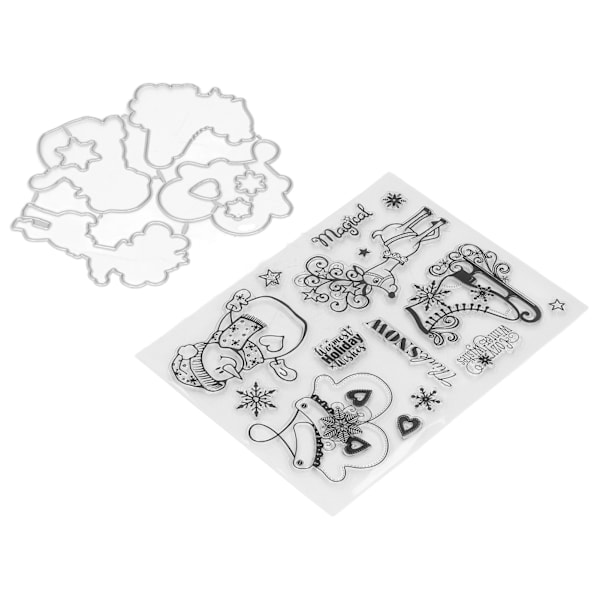 Klart Stempelsæt Julemønster Kortfremstilling Transparent Stempel Prægning Skærematricesæt til DIY Scrapbog