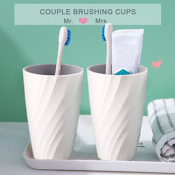 2-Pack holdbare hvite tannbørsteglass for bad, uknuselige og myke