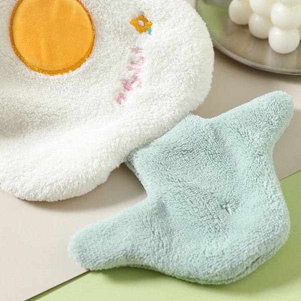 Söpökukkainen lasten pyyhe (valkoinen), käsipyyhe, imukykyinen nopeasti kuivuva mikrokuituliina kylpypyyhe ripustuslenkillä keittiö ja kylpyhuone
