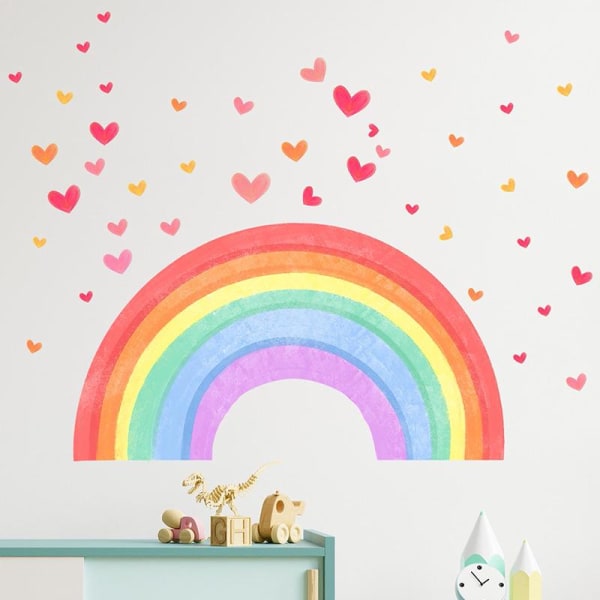 Rainbow seinätarrat lastenhuoneen sisäänkäynnin koristeluun taustakoristetarrat
