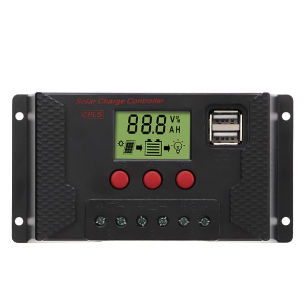Solcelle-regulator PWM 12V 24V Automatisk Tilpasning LCD-skjerm USB-port Solcelle-regulator 50A