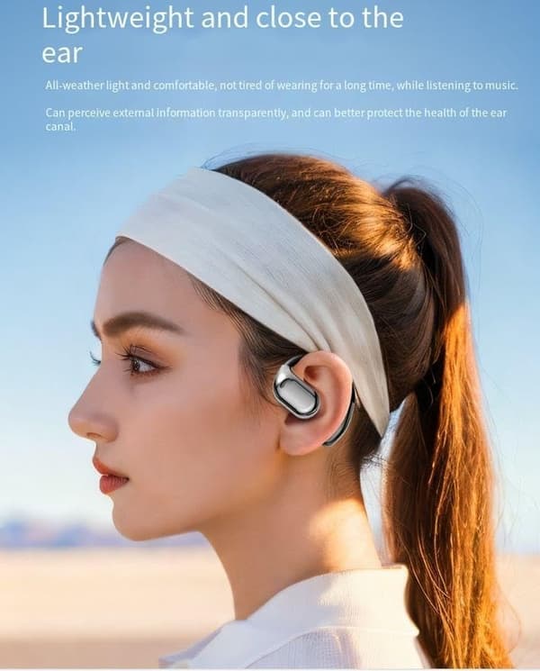 Trådløst Bluetooth-headset, ingen ørekrok nødvendig, lang batteritid, høy lydkvalitet, beinledning