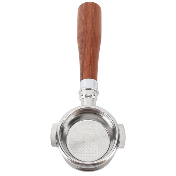 58mm pohjaton portafilter puukahvalla, sopii Expobar E61:lle, Flair 58:lle, Sanremolle, Faema Black Rosewoodille