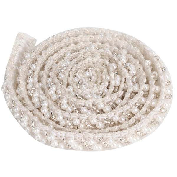 Pearl Ribbon Tape - DIY håndlavet tøj broderi syning dekoration (1 cm hvid)