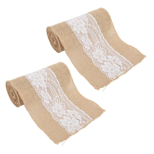 2 stk. Hessian Sækkelærredsblondebånd 2,4 m Længde Blødt Holdbart Tilfældig Klipning Simpel Elegant DIY Borddekoration