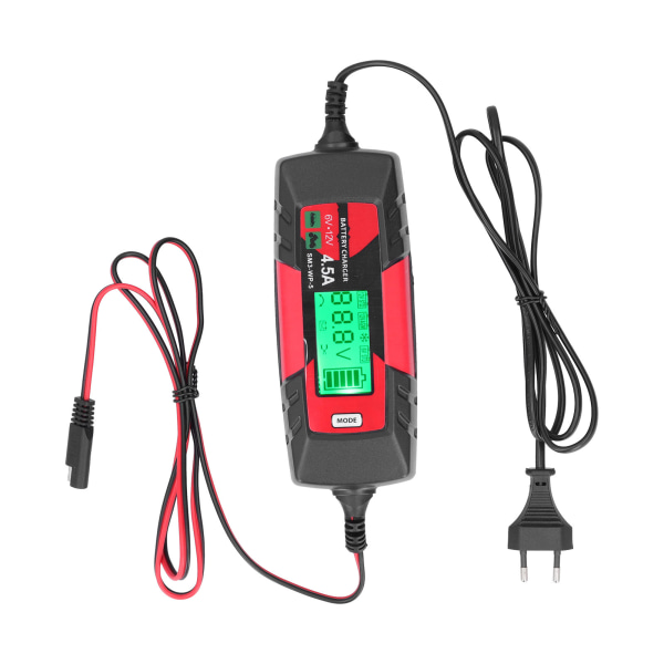 6V 12V bilbatterilader Intelligent automatisk batteriholder med LCD-skjerm SM3‑WP‑5EU Plugg 220-240V