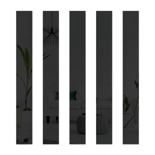 20 stykker veggspeilklistremerke - svart 5 * 50 cm, moderne 3D dekorativt speil for stue og soverom