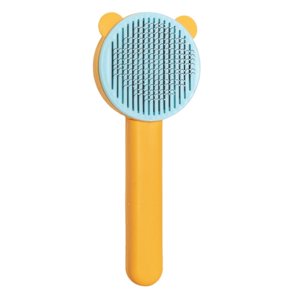 Pet Grooming Comb 60° Bending Needle Self Cleaning Hair Brush for Cats Dogs Comfortable Grip Orange Blue