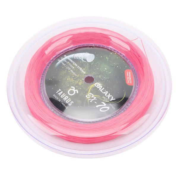 POWERTI BX70 Badmintonracketsträngar Hög Elastisk Nylon Badmintonracketsträng 0,7mm Badmintonsträng 200m Rulle Rosa