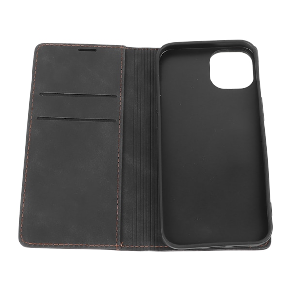 Wallet Case med Kortholder PU Læder Kickstand Kort Slots Case Holdbart Stødsikkert Telefon Cover All Round Beskyttelse Sort til IPhone 13