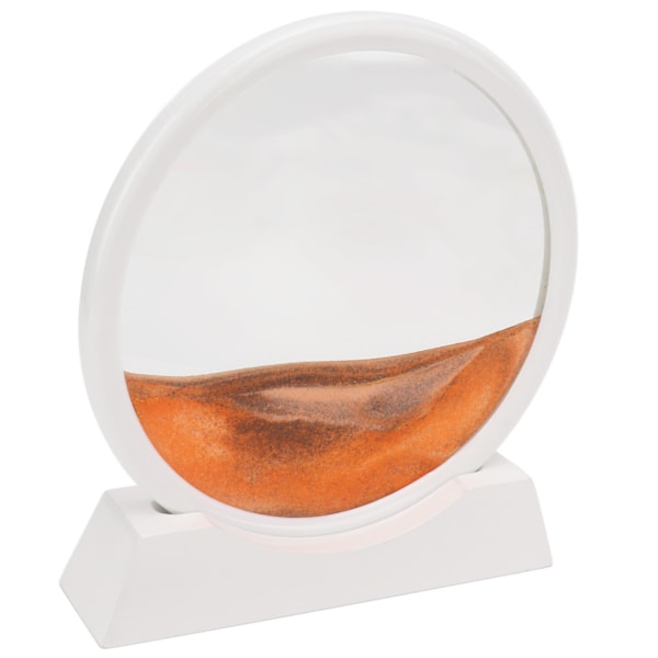 Rörlig Sandkonst Rund Vit Ram 3D Högtransparent Glas Blekningsfri Livfull Färg Tålig Sandkonst Flytande Rörelse