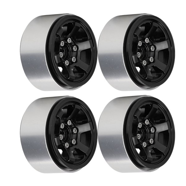 4 stk 1,9 tommers RC Beadlock Hjulnav Aluminium Legering CNC RC Hjulfelger Nav Utbytting for Axial SCX10 for Hsp Svart