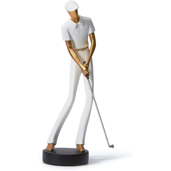 Konst Golfspelare Staty Inredning Golf Skulptur Harts Konst Present Vit 24 cm, sektion C
