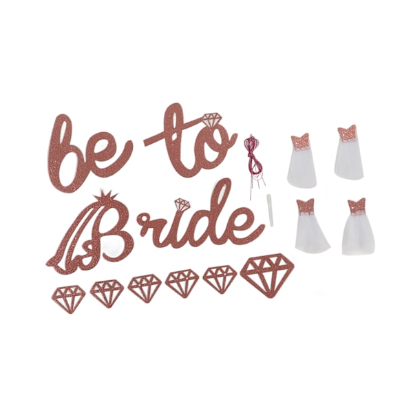 Bröllopsdusch Banner Guld Glitter Papper Glänsande Charmig Bröllopsdusch Skylt Papper Mesh Bride to Be Banner för Bröllopsdusch Roséguld
